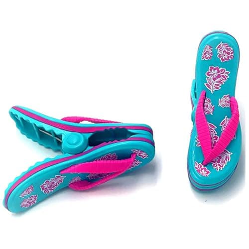 TRIXES 4PC Novelty Flip Flop Beach Towel Pegs – Secure Sun Lounger Travel Clips Indoor & Outdoor Use – Jumbo Clip for Beach, Garden, Pool, Sun Bed or Deck Chair – Laundry Quilt & Clothes Peg — view 3