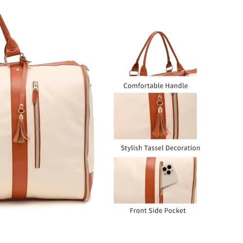 ZBDZSW Large Faux Leather Duffle Bag Set Detachable Tote Waterproof Stylish Includes Shoe Pouch Women's Travel Business Trips — view 5