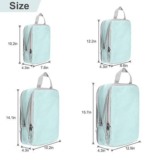 Compression Packing Cubes, Travel Storage Bag Set of 4 - Blue, Organizer Bags for Suitcase and Carry On Luggage — view 3