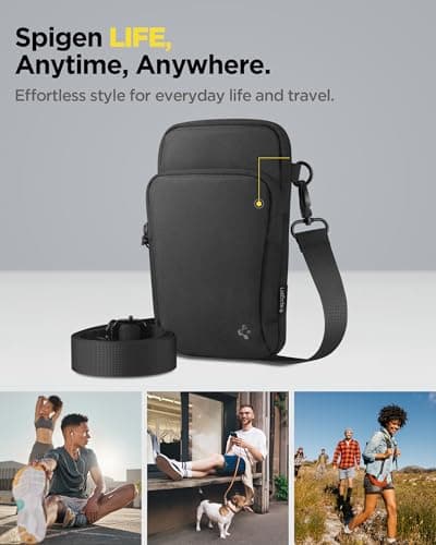Spigen Dynamic Shield Cross Body bag Men Travel Anti-Theft Mens Sholder, [Lightweight] [Ergonomic Adjustable Strap] Cell Phone Holder Pouch for Hiking, Biking and Running — view 3