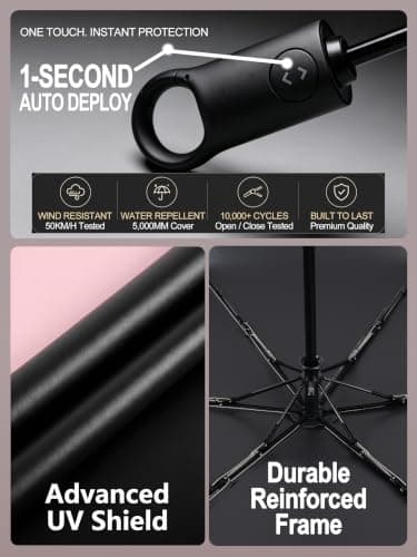 Moorrlii UV Umbrella for Sun Protection SPF 50+, Compact Windproof Umbrella — view 4
