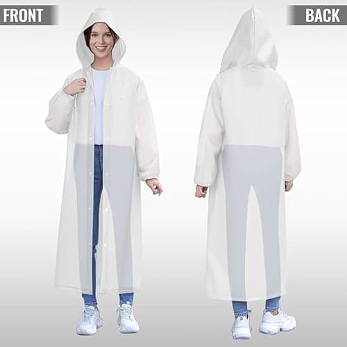LEEPAT Poncho Waterproof Adult | 2 Pack Rain Poncho Rainwear with Hoods and Sleeves | Reusable Rain Resistant Poncho for Camping Emergency Situations Travel — view 4