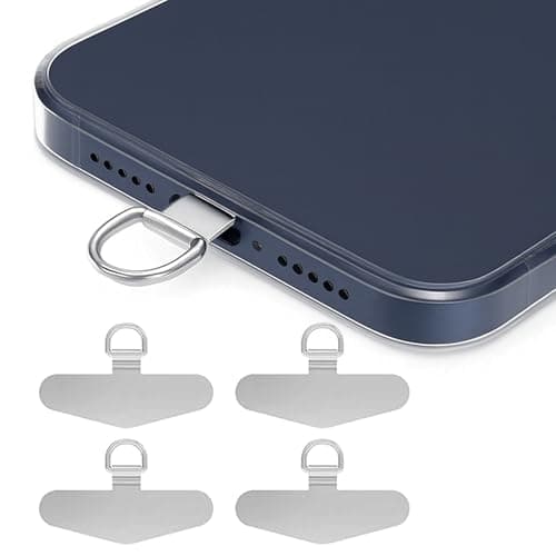 ARIATI 4 Pack Phone Tether Tabs – Universal Lanyard Patch Connector for Smartphones – Stainless Steel Phone Strap Pad – Durable Phone Lanyard Adapter for Case & Mobile Accessories