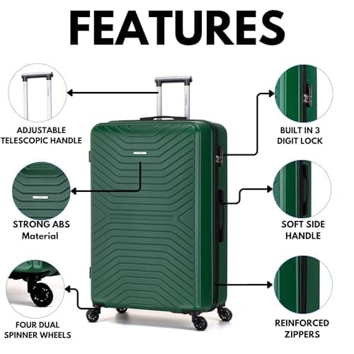 FLYMAX XL 32" Extra Large Suitcase 4 Wheel Lightweight Luggage Hard Shell Check in Hold Travel ABS 143 Litre Capacity Travel Case with 3 Digit Combination Lock + Telescopic Handle — view 2
