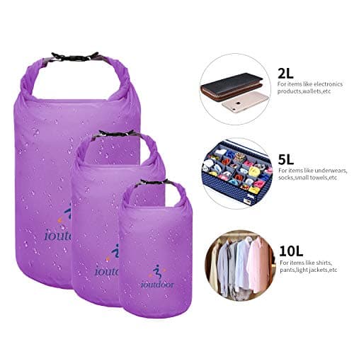 ioutdoor Dry Bag Set 2L+5L+10L Waterproof Small Lightweight Dry Bag(Purple) — view 5