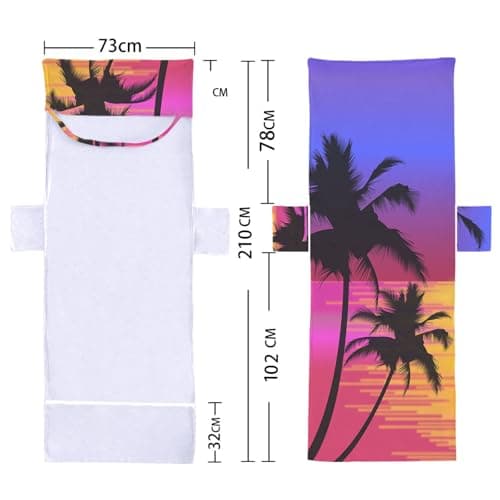 ENEN Sun Lounger Beach Towel with Pockets Portable Compact Bag Soft Microfibre Quick Dry Lightweight for Holiday Summer Garden Swim Pool Lounger Towels (Palm Tree,75x210cm) — view 3