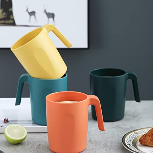 Kyraton Plastic Mug Set 8 Pieces, Unbreakable and Reusable Light Weight Travel Coffee Mugs Espresso Cups Easy to Carry and Clean Microwave Safe BPA Free Dishwasher Safe (Mutil Color) — view 6