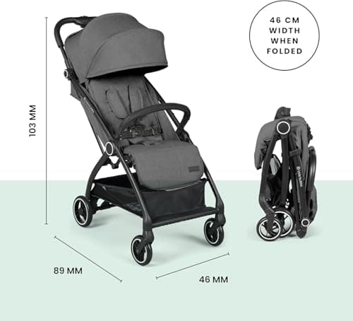 Ickle Bubba Aries Autofold Stroller – Lightweight Compact Fold Travel Pushchair, One-Hand Auto-Fold, Only 6.1kg, Birth to 22kg, Multi-Position Recline, UPF 50+ Hood (Graphite Grey) — view 3