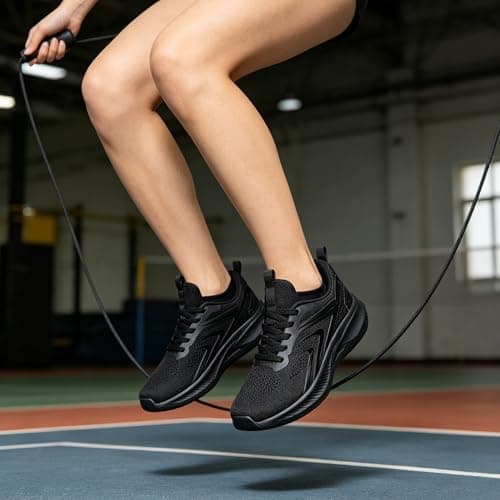 HOIYHEK Wide Fit Trainers for Women Lightweight Breathable Mesh Footwear Wide Toe Box Shoes Womens Non-Slip Comfort Walking Running Shoes for Gym Walking Black Size 6.5 — view 2