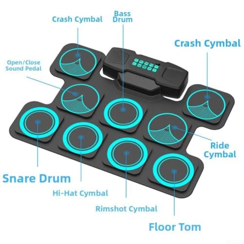 Silicone Electric Drum Kit with Dual Built-in Speakers(Black) — view 5