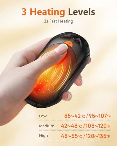 BOSONER Electric Hand Warmers Rechargeable: 2 Pack 6000mAh USB Hand Warmer Reusable Portable Pocket Heater 3 Heating Modes Rechargeable Hand Warmer - Tech Gifts for Men Women Raynauds Camping — view 3