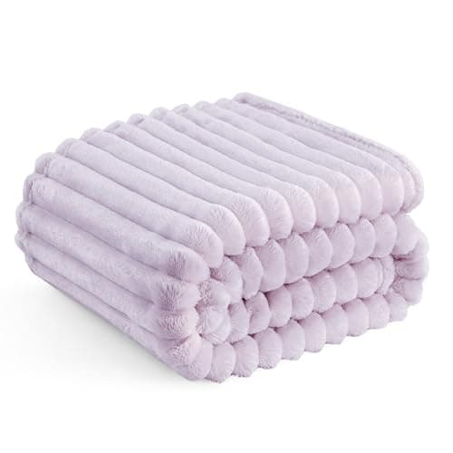 Bedsure Fleece Throw Blanket for Sofa - Fluffy, Lavender Fog, 130x170 cm