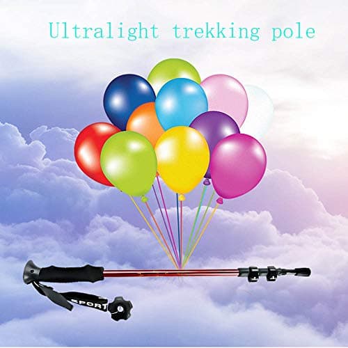 Trekking Poles Aviation Aluminum Material, Easy To Fold, Shrink Freely, Silicone Handle, Polyester Wristband, For Mountaineering, Camping, red — view 5