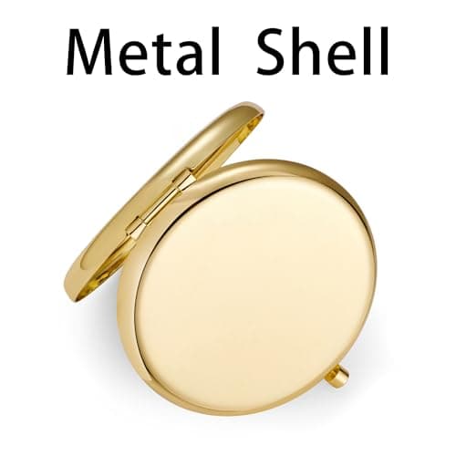 QUSTGO Compact Mirror, Pocket Travel Makeup Mirror for Purse, Metal Round Shell, 2-Sided 1X/2X Magnifying, Portable, Folding, Handheld, Gold, 12 Pack — view 6