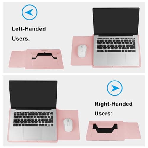 HoYiXi 15.6" Laptop Sleeve Case PU Leather with Stand Compatible with MacBook Pro 16/15.4'' MacBook Pro 15, Mac Air 15,16'' Laptop Bag for Dell, Acer, Asus,15-16'' laptop case,Pink — view 3