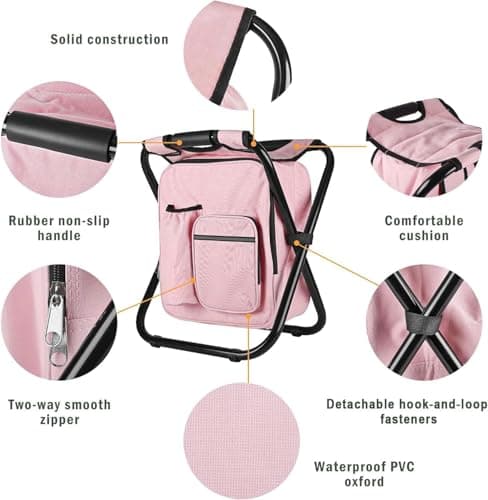 Kikerike Backpack Stool Cooler Chair Heavy Duty 300 LBS Max Load Portable Lightweight Stool Backpack Folding Fishing Cooler Seat for Camping Hunting Fishing — view 5