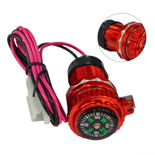 Motorcycle USB Port with Compass Lid Orange Design — view 5