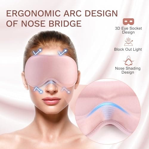 FlyCoco 99% Fully Block Out Light Eye Sleep Mask, 3D Deep Contoured Eyes Cover Zero Pressure, Long Lash Extension Eyes Mask with Adjustable Straps for Sleeping Travel Home Nap Rest Women Men (Pink) — view 4