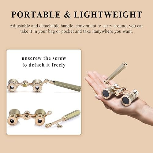 Aroncent Opera Glasses Binoculars 3X25 Theater Glasses Mini Binocular Compact with Handle for Adults Women in Opera Musical Concert — view 4