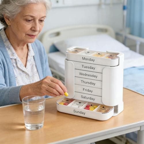 Compact Travel Tablet Container with 28 Divisions, White — view 5