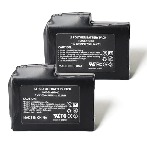 MXJFYY 2PCS 7.4V 3000mAh 22.2Wh Li-Polymer Rechargeable Battery for Heated Gloves, Heated Socks, Heated Hats, Heated Balaclavas, Heated Insoles,Thermal Underwear Bottoms, Mittens