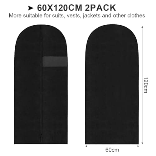 Vicloon Garment Bags, 2PCS Clothes Cover Bags Set Waterproof Dustproof With Zipper, Long Garment Bag Dress Covers Breathable Suit Protector for Clothes/Shirts/Gowns/Dresses 60 * 120cm — view 2