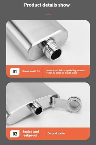 2 Pack 8oz & 10oz 304 Stainless Steel Hip Flask Set Leakproof with Funnels — view 4