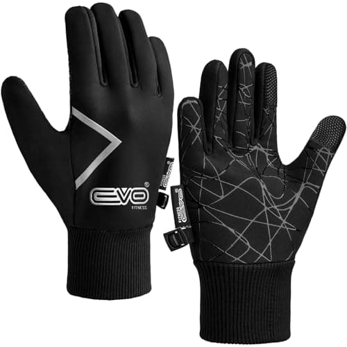 EVO Fitness Kids Thermal Winter Cycling Gloves Kids Ski Sports Bike Running Riding Hiking Tennis Gloves for Children Insolated Warm Touchscreen Anti-Slip Grip Footballs Mitts (Black, M (8-10 Years))