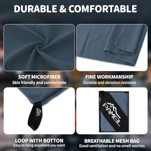Pameil Microfibre Towel,3 Set(80 x 40cm x2 +160 x 80cm) Large Microfibre,Quick Dry Towel,Gym Workout Travel Swimming Beach Camp Outdoor Hiking (Navy blue) — view 5