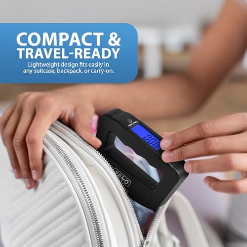 ZENO Luggage Scale | Digital Suitcase Weighing Scales | Handheld & Portable Travel Scales | Electronic Baggage Scales for Travelling | Luggage Scales 50KG | Black — view 6