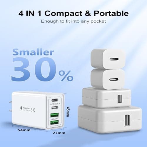 Keronos 40W USB C Charger EU Plug, 4 Port Europe Travel Adapter, PD 3.0 — view 6