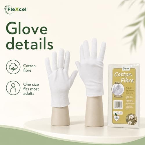 FleXcel Skin Sensitive Cotton Fibre White Eczema Gloves 1 Pair (2 Gloves) — view 5