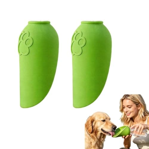 2 PCS Dog Travel Water Bottle Adapter, Leakproof Foldable Leaf Pet Dispenser Cap,BPA-free, Dog Water Bottles for Walking,Outdoor,Travel,Hiking (Green)