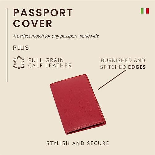 Maruse Italian Leather Passport Cover for Men and Women, Handmade in Italy, Red — view 2