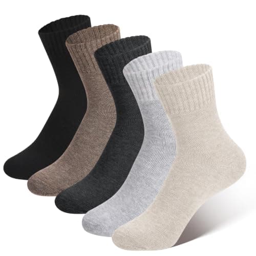 Xialvyu 5 Pairs Crew Thermal Socks for Women Men Multicolor