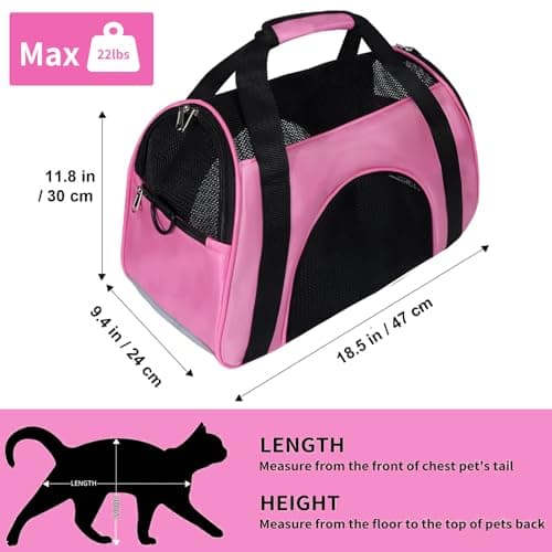 Soft Sided Portable Cat Carrier, Foldable Pet Travel Carriers Bag For Cats/Small Dog/Puppy With Shoulder Strap & Removable Mat,Comfort Cat Basket Airline Approved(Pink/Medium) — view 2
