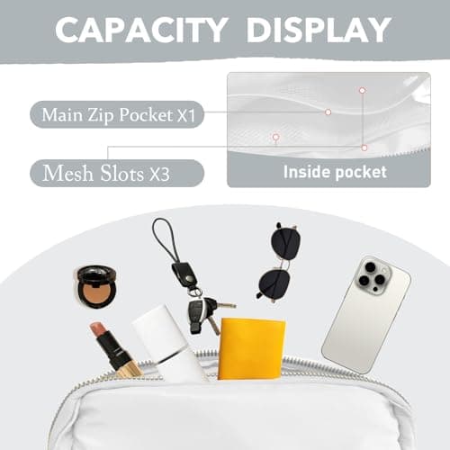Uwiyo Bumbags for Ladies Belt Bag for Women Men Small Crossbody Bags for Women Fashion Fanny Pack Waist Bag with Adjustable Strap for Travel Outdoors Running Hiking (White) — view 5