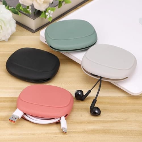 JJiaoLinin Silicone Earphone Case, 4 pcs Headphone Earbud Protective Carrying Case Bag,Silicone Headphone Storage Bag, Mini Headphone Case, Portable Headphone Case (Grey+Green+Red+black) — view 5