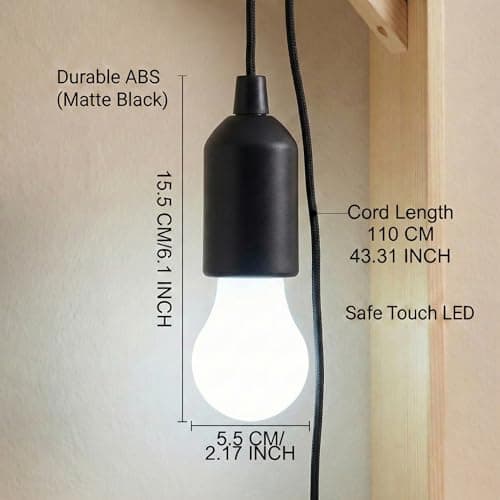 POCKETMAN LED Pull Cord Light Bulb Camping Tent Hanging Night Lamp 5Pack White Light Portable Night Light for Party, Weddings, Festivals Lighting, Camping — view 2