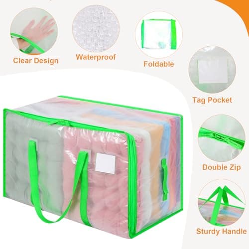 Dntorx 4 Pack 105L Moving Bags Clothes Storage Bags Drom Packing Box, Green — view 3