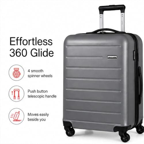Pierre Cardin Hard XL Suitcase - Charcoal Grey Extra Large Luggage — view 4