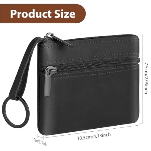 Amaxiu Genuine Leather Coin Purse, Cowhide Zipper Coin Pouch — view 4