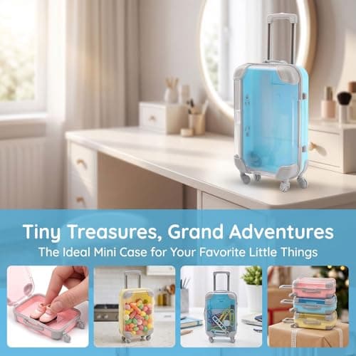 MYPPRFC 3pcs Mini Plastic Travel Suitcase ，Dollhouse Miniature Luggage Storage Box，Jewelry Organizer for Necklace Ring, Doll Accessories, Small Toy Case for Kids, 7x3.5x14cm — view 3