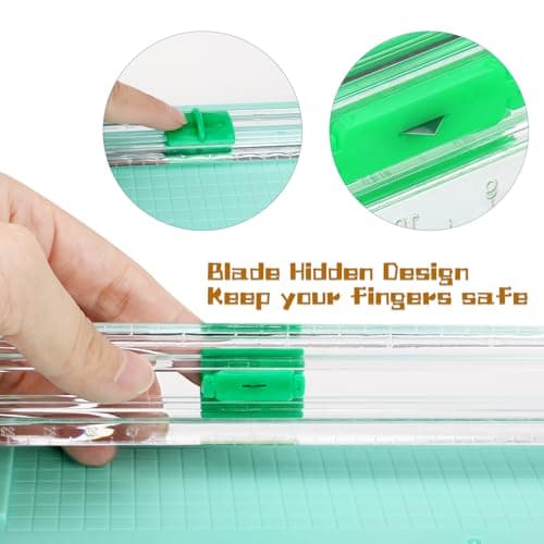 Mini Paper Cutter,Paper Trimmer Guillotine A4 A5 with Automatic Security Safeguard for Paper Label Card, Craft Paper and Photos (Green) — view 5