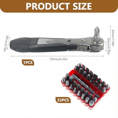 33 in 1 Right Angle Screwdriver, Mini Reversible Ratcheting Ratchet Wrench — view 2