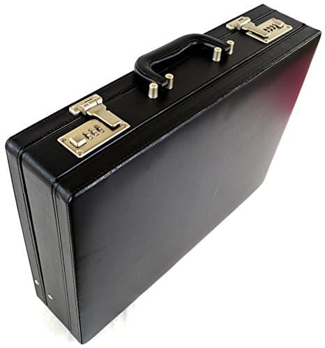 Bushga Mens Professional Leather Look Executive Black Briefcase with Combination Locks — view 2