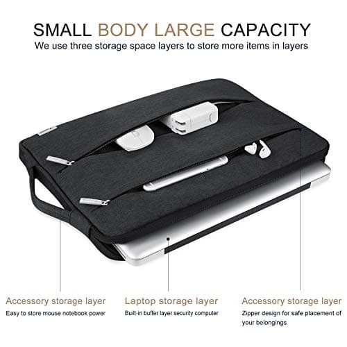Voova Laptop Sleeve Case 13 13.3 Inch for MacBook Air 13 M1/M2/M3 2020-2024, MacBook Pro 13/14, Waterproof Slim Computer Bag Cover with Handle and Accessory Pocket, Black — view 2