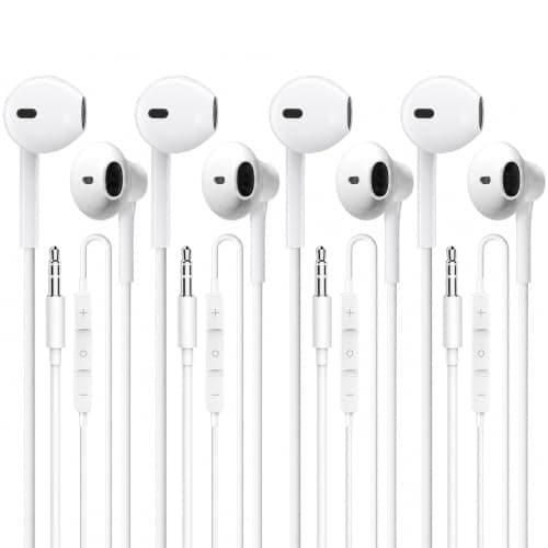 CLIPSUN Wired Earbuds 4 Pack, Earbuds HiFi Stereo Wired Earphones Headphones with Microphone Volume Control Compatible with iPad, Laptop, MP3, Android Smartphones, Fits All 3.5mm Jack Device
