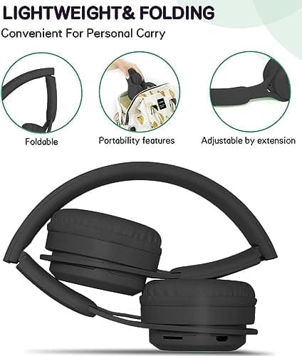 Bluetooth Wireless Headphones Over Ear,Kids Wireless Headphones,Over Ear Headphones Stereo Children Headset TF Card/Wired Foldable Earphones for Girls Boys Gift,Sound for Travel Work PC Cellphone — view 2