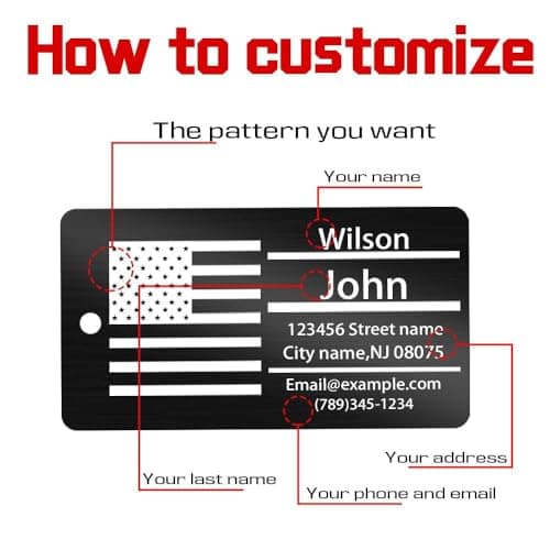 Custom Laser Engraved Metal Luggage Tag for Men Women Horizontal 3.5x2 — view 3